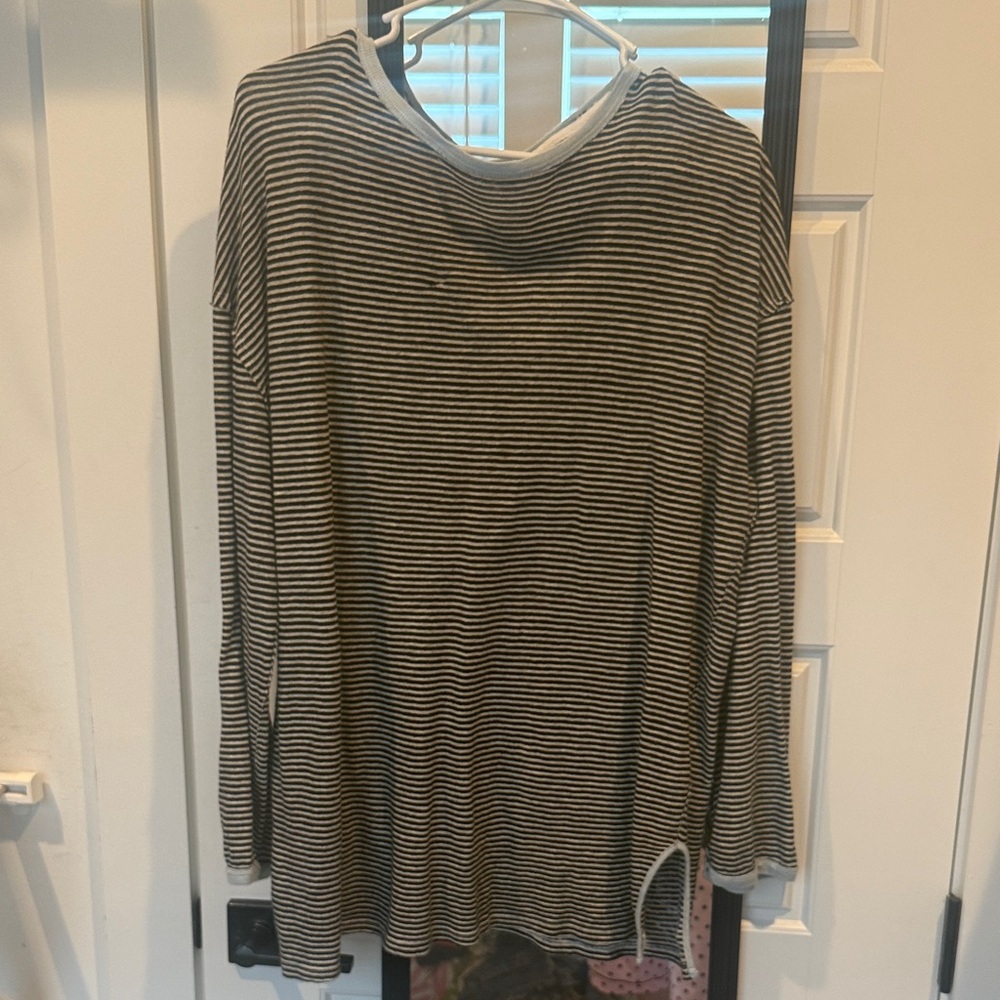 We the free Striped Long Sleeve Tee in Black and Cream